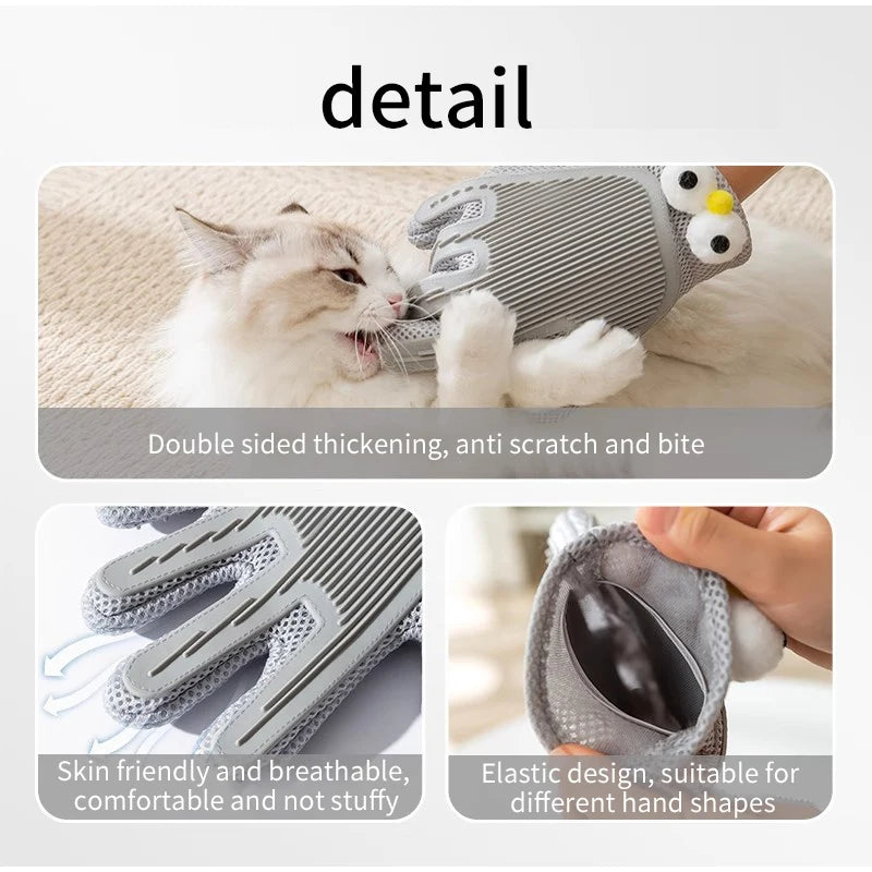 Double-sided Roll Pet Gloves Cat Dog Hair Removal Gloves Dog Grooming Bath Brush Silicone Hair Removal Comb Supplies For Dogs