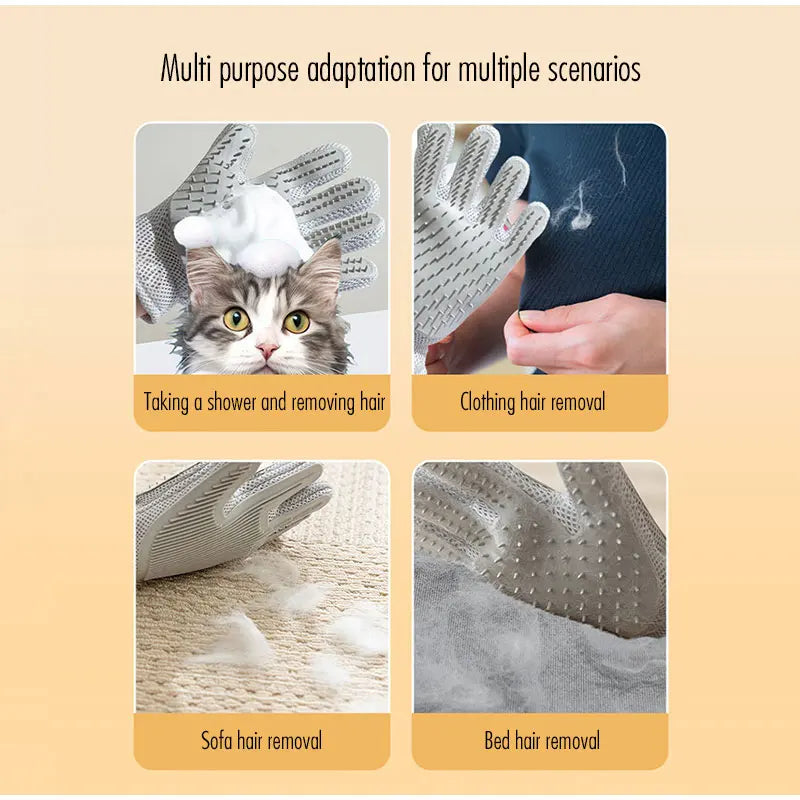 Double-sided Roll Pet Gloves Cat Dog Hair Removal Gloves Dog Grooming Bath Brush Silicone Hair Removal Comb Supplies For Dogs
