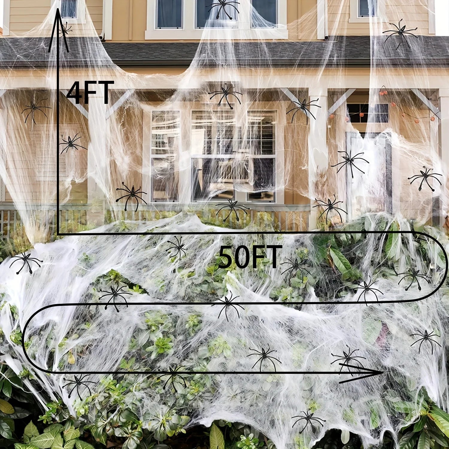 1 Set, 60 Soft Spider Webs Halloween Decorations Bonus With 10 Fake Spiders, Super Stretch Cobwebs For Halloween Indoor Outdoor